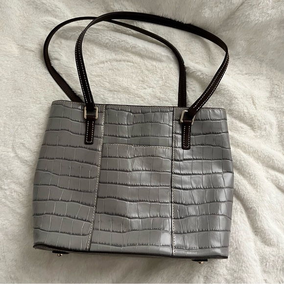 Like New Dooney & Bourke Grey Crocodile Lexington Tote - Picture 4 of 9